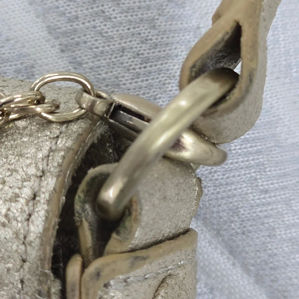 Botkier Metallic Champagne Leather Crossbody Bag‎ Chain Handle Turnlock Closure